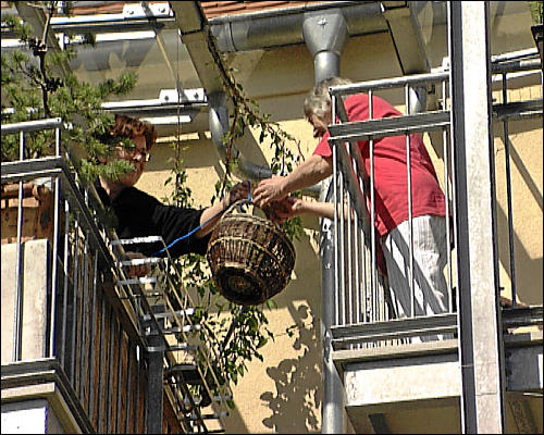 Nachbarschaftshilfe von Balkon zu Balkon